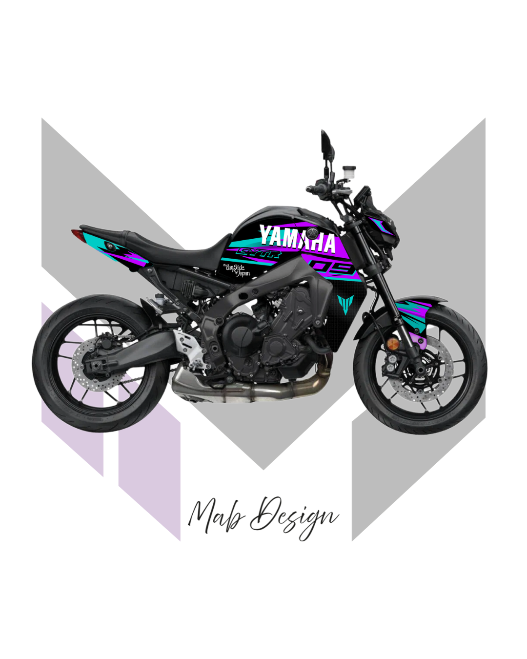 YAMAHA MT-09 Black (2021-2023) - Storm - Purple&Cyan